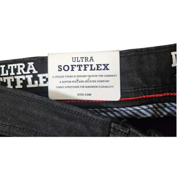IZOD Slim Fit Jeans Mens 34x32 Jet Black NEW Ultra Softflex Sportflex IZ00JN22A - Picture 5 of 9
